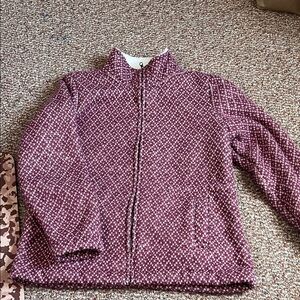 L.L. Bean Pink Quilted-Pattern Zip Jacket - Large